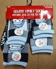 Holiday Family Socks 4pk Matching Christmas Set Snowman Papa Bear, Mama, etc POS