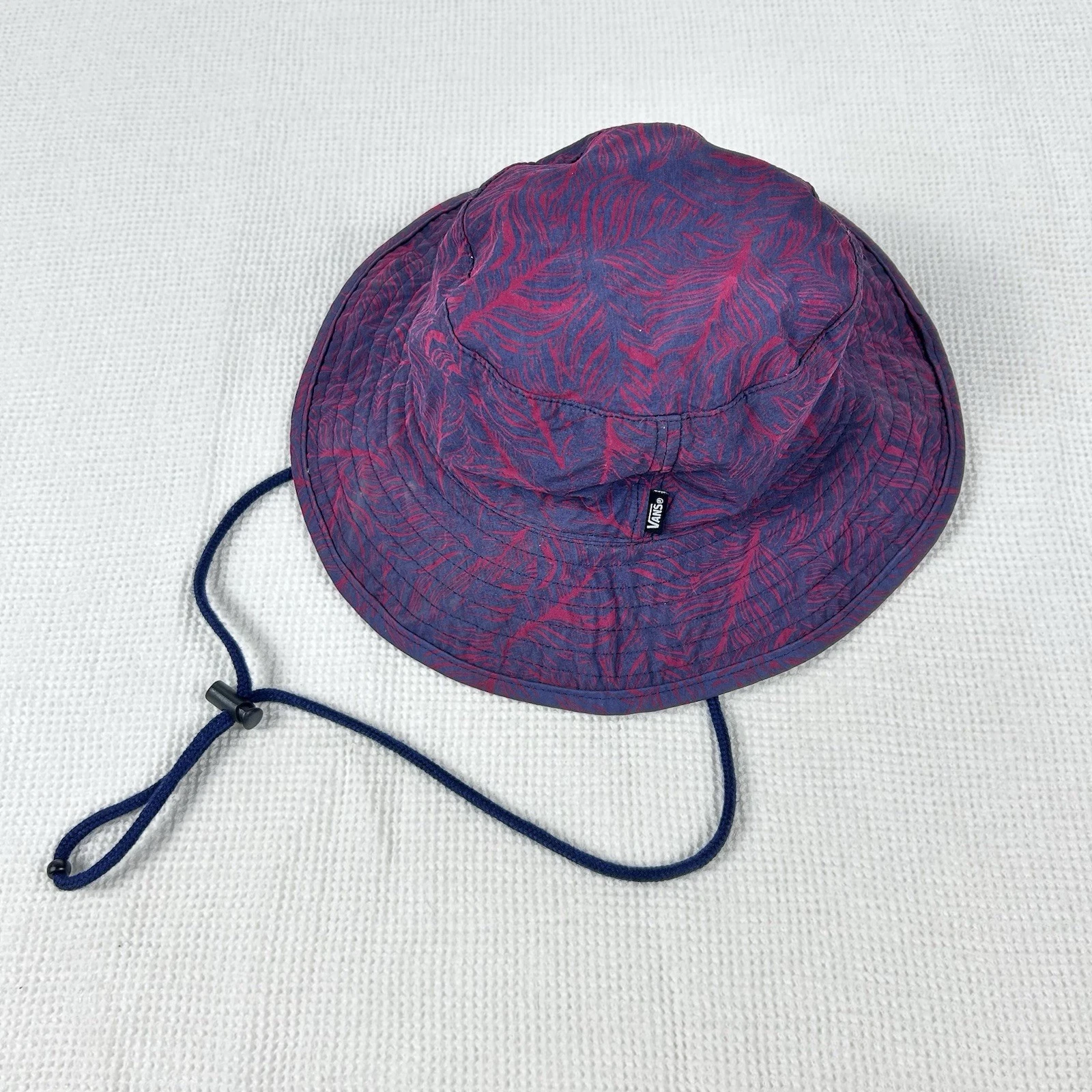 VANS Off The Wall Bucket Hat - One Size Blue Maroon Hawaii Pattern w/ Drawstring