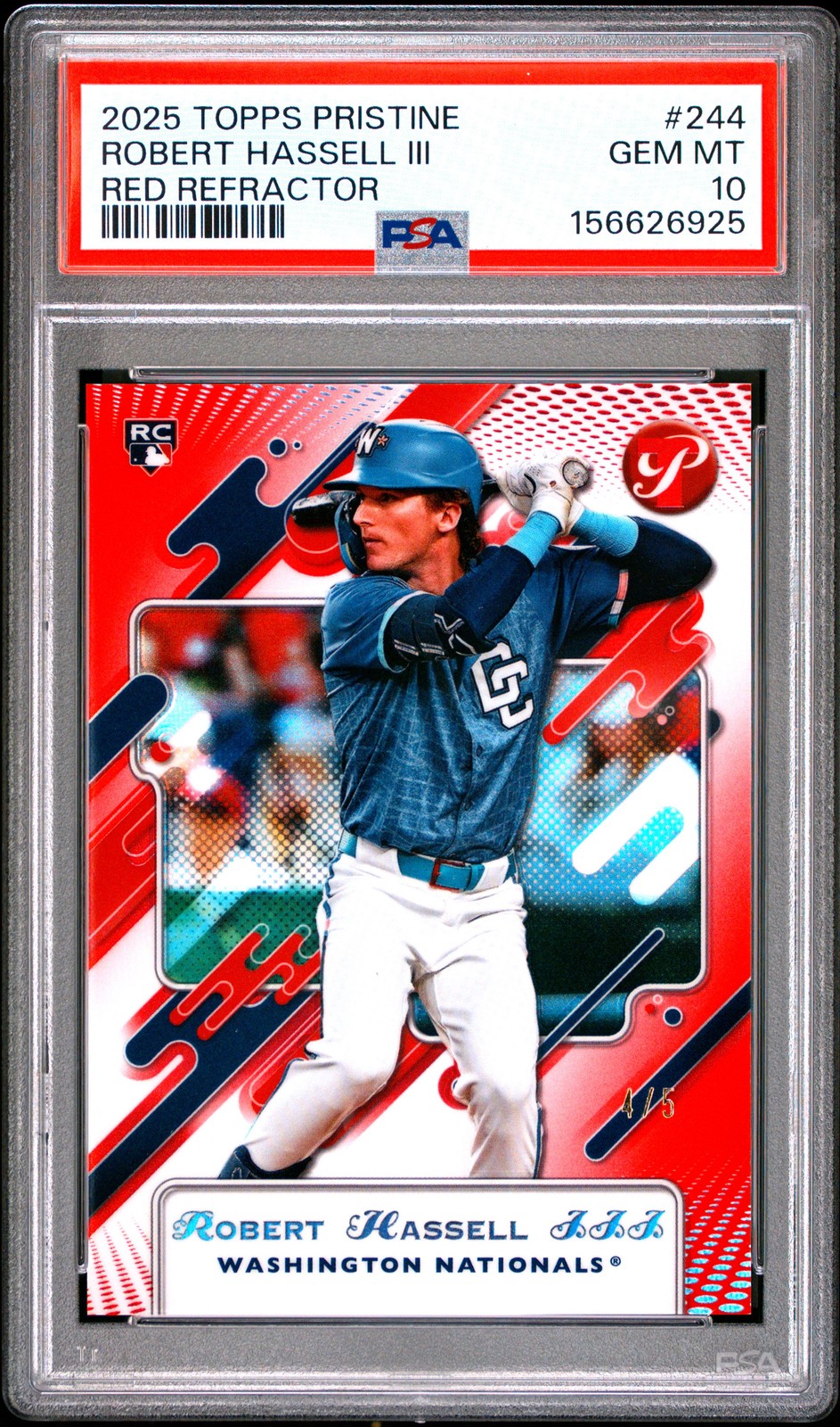 2025 Topps Pristine #244 Robert Hassell Ill Red Refractor /5 PSA 10