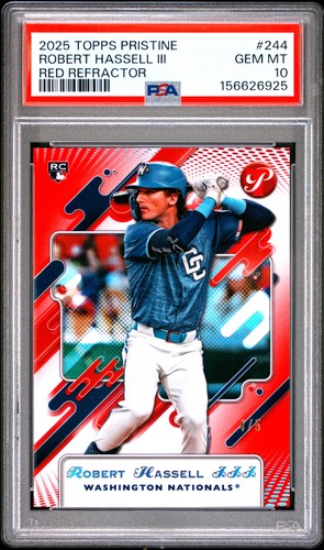 2025 Topps Pristine #244 Robert Hassell Ill Red Refractor /5 PSA 10