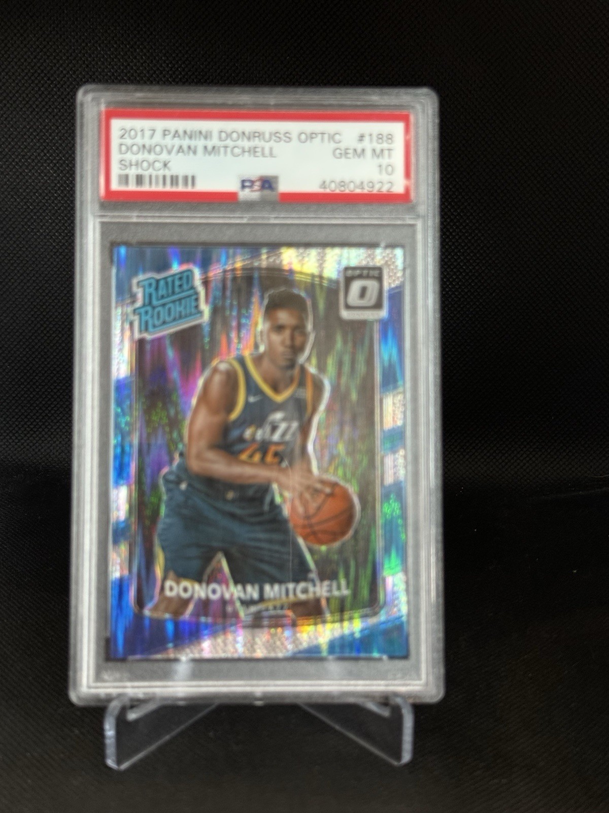 2017-18 Donovan Mitchell Donruss Optic Shock Rookie #188 PSA 10 RC
