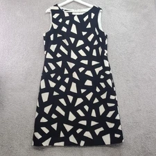 Carlisle Shift Dress Women's 16 Black White Geometric Wool Textured 3D