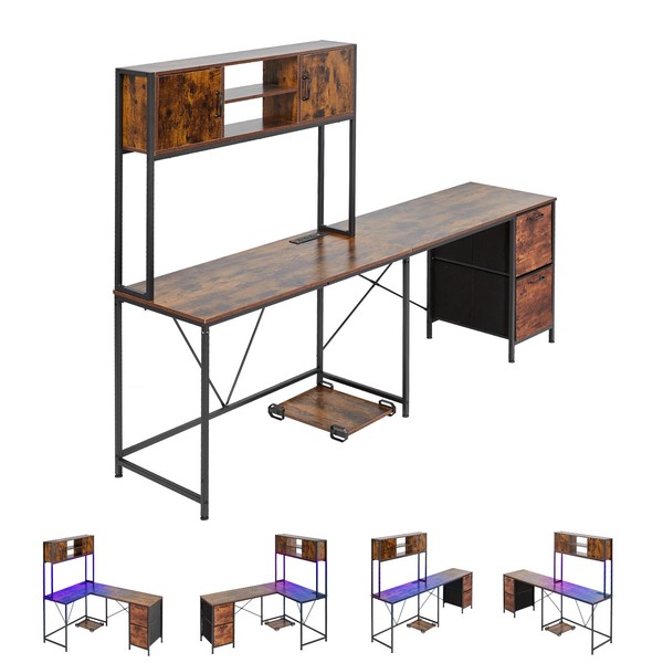 Uimoso L-FöRmiger Gaming-Schreibtisch FüR Die Ecke Mit Cpu-StäNder, 1,58 M-image