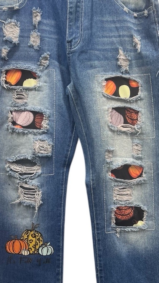 Halloween Fall Orange Pumpkin Patchwork Distresse… - image 3