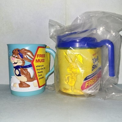 Vintage Nestle Nesquik 4'' Plastic Mug Drinking Cup W/ Quik Shot Powder Dispenser