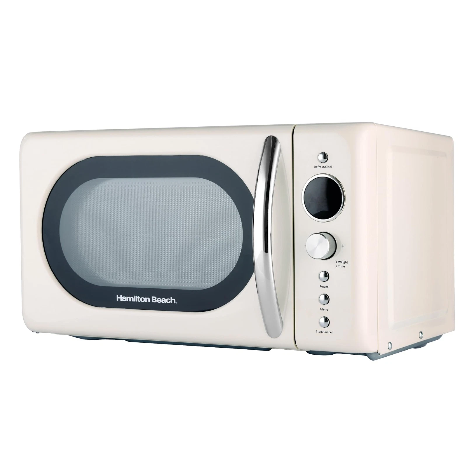 Hamilton Beach 20L Retro Microwave, Compact, 8 Presets, 60 Min Timer, Cream