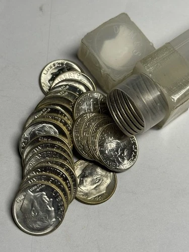 GEM BU Roll of 50 1963-D Roosevelt Silver Dimes, U.S. $5 Coins UNCIRCULATED