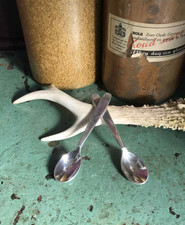 Small Silver plated Salt Mustard Spoons Vintage Cruet Condiment Spoons N100 85mm