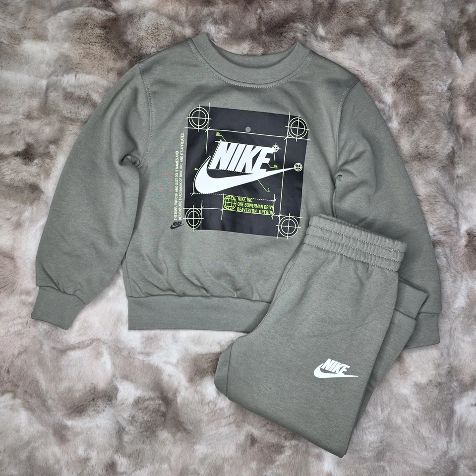 Nike Long Sleeve Sweatshirt & Jogger Pants 2 Pc Outfit Set Green Size 4 Boys NWT - Image 2 of 4