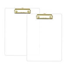 Thick Acrylic Clear Clipboards with Gold Clip 2-Pack Durable Stylish Clipboar...