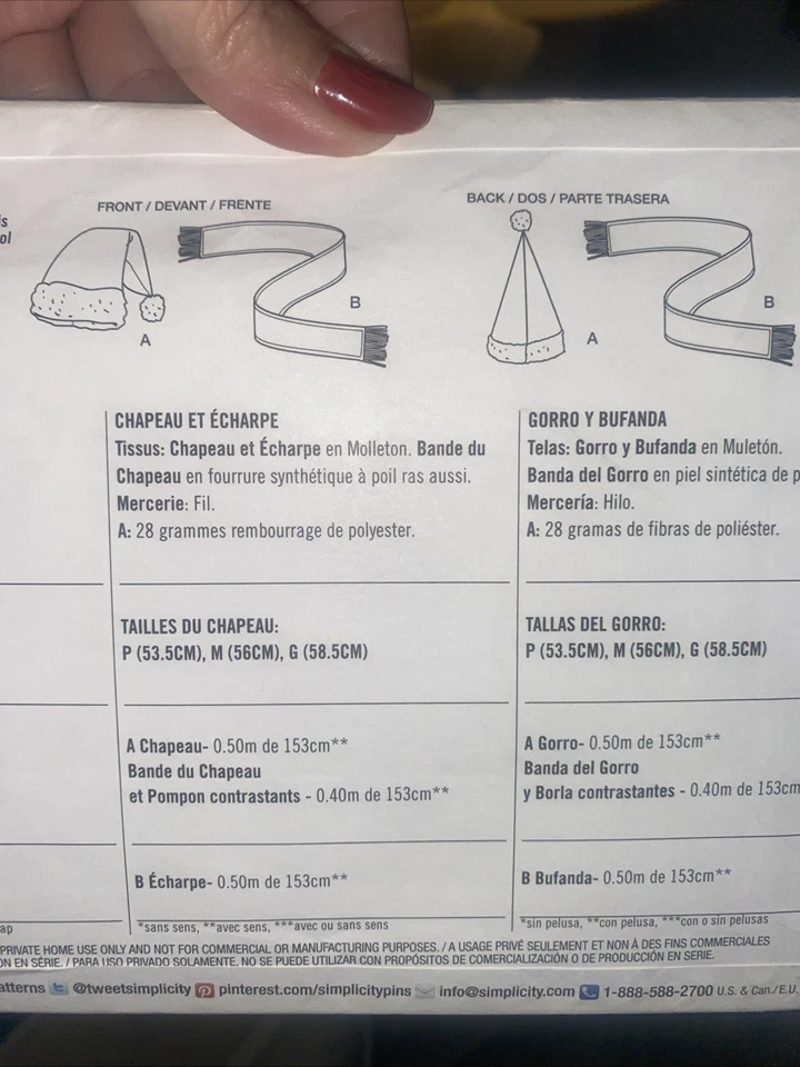 Simplicity Pattern A1055 all Sizes Hat and Scarf Uncut 2015 - Image 3 of 3