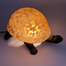 Stained Glass   Turtle Lamp Night Light Desk Table Amber Tortoise