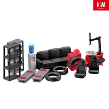 12PCS Diorama 1/64 Car Garage Model Repair Street Building Scene Accessory Props