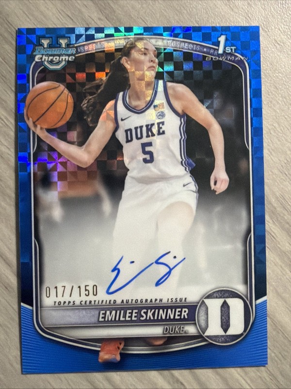 Emilee Skinner 2025-26 Bowman Chrome #CPA-ES Blue X-Fractor 1st Auto /150 Duke