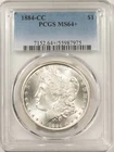 1884-CC $1 MORGAN DOLLAR - PCGS MS-64+, BLAST WHITE! CARSON CITY!