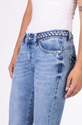 Jeans W30 blau BLUE MONKEY 7/8 skinny Designdetail Fransen 7Charlotte 1623X