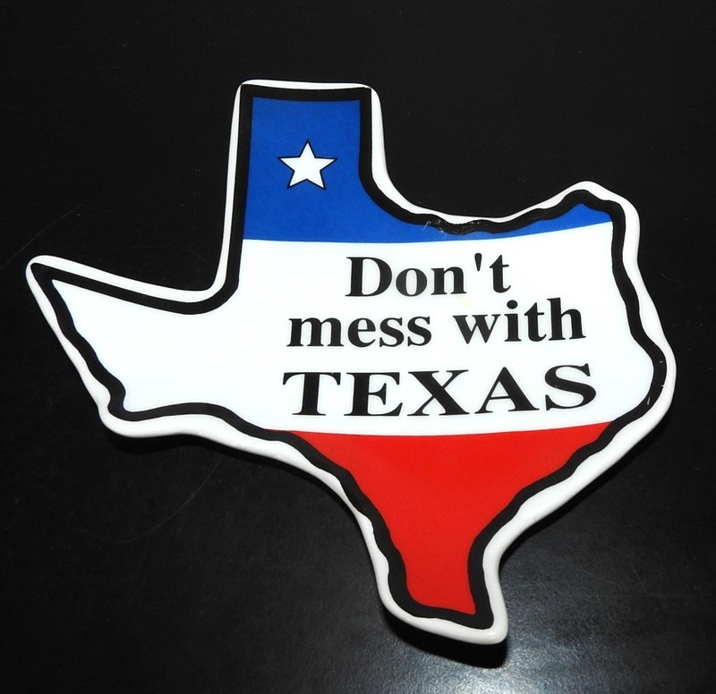 Texas State Shaped Ceramic Tray/Dish "Don’t Mess With Texas" Flag Motif w/Hanger