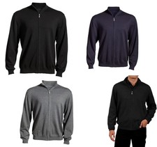 MEN'S FULL ZIP, COTTON BLEND, SWEATER / CARDIGAN, LIGHTWEIGHT, WASHABLE, XS-5XL