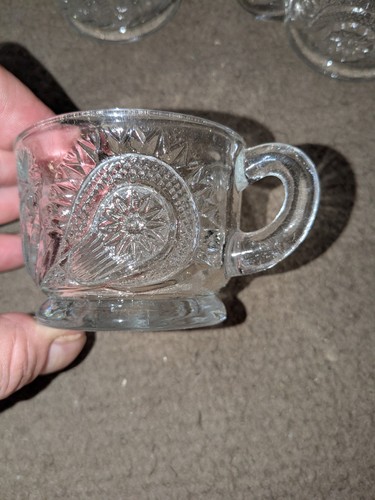 1935 Vintage LE Smith Co. Slewed Horseshoe Radiant Daisy /Peacock Punch Bowl Set - Picture 5 of 6
