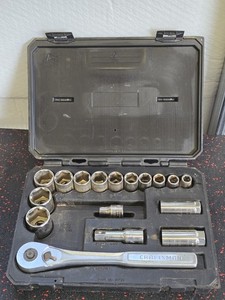 Vintage Craftsman 16 Piece 1/2 Drive Socket Set 34790 USA 12 standard Case NICE