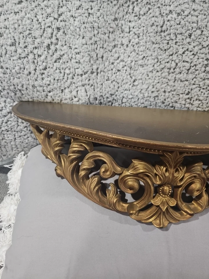 Estante de pared Turner vintage Hollywood Regency estante de pared grande dorado ornamentado Foto 2 de 4