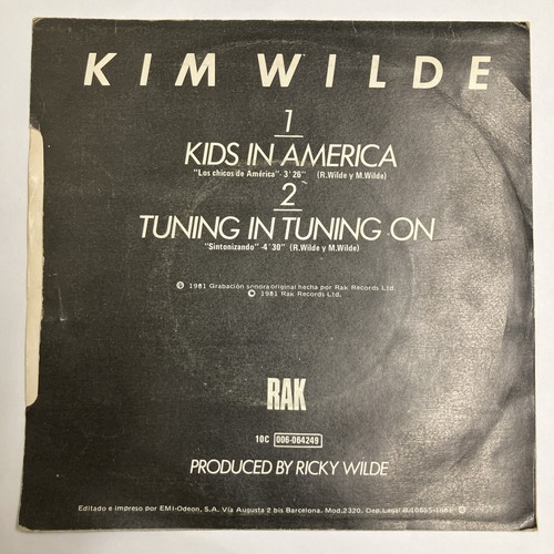 Kim Wilde – Los Chicos De America = Kids In America - RAK 7" Vinyl Spain 1981 - Picture 2 of 4