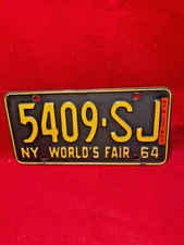 NEW YORK 1964 WORLDS FAIR LICENSE PLATE #5409-SJ
