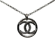 Chanel Coco Mark Pendant Necklace Women Black One Size