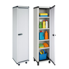 Ripostiglio a 1 Anta in Resina Grigio, Armadio con 5 Ripiani, 39x39x175cm - 012F