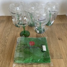 X 5 Tanqueray Gin Glasses Plastic  Large Copa Goblets+ Green APRON  Brand NEW