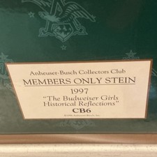1997 Budweiser Girls Historical Reflections Stein CB6 Members Only COA Receipt