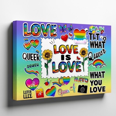 Create A Vibrant Collage Celebrating Love And Inclusivity, Featuring A Wall Art