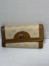 Gucci GG Canvas Beige Light Brown Micro Key Case Holder with Gold Hardware