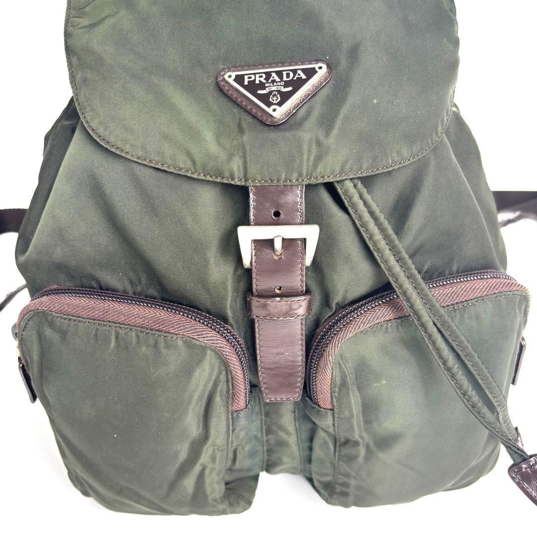 Prada backpack triangular logo nylon leather draw… - image 12