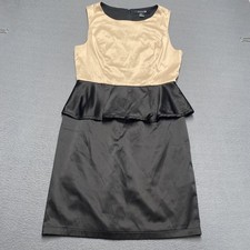 Forever 21 Dress Womens Medium Black Colorblock Peplum Sheath Sleeveless Party