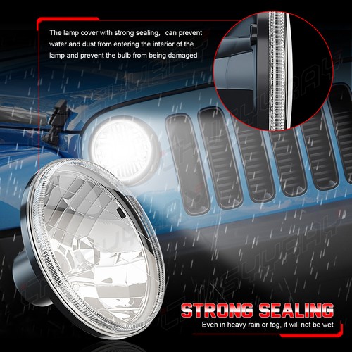 FOR 1970-1995 Land Rover Range Rover Classic DOT 7" Round Black LED Headlights - Picture 15 of 19