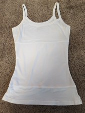 White Women's Camisole Sleeveless Casual Spandex Mid Section Med