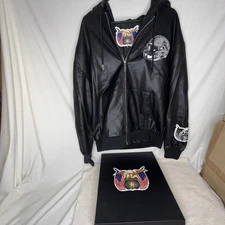 Jeff Hamilton XL Premium Leather NFL Detroit Lions Logo Leather Jacket W/ Case