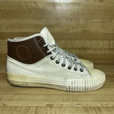 PF Flyers Sneakers Mens 8.5 Hi Top Brown White Rigid Wedge Vulcanized Canvas