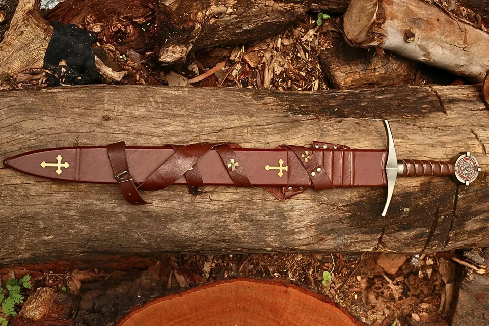 The Accolade Sword of the Knights Templar–Handmade Collectible Sword & Scabbard - image 3 of 4