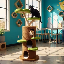 58.2” Tall Cat Tree for Indoor Cats, Large Cat Tower with Luxury Cat Condo, Cat 
