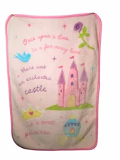 Vintage Disney Crown Crafts Once Upon A Time Castle Princess Blanket 43” X 28”