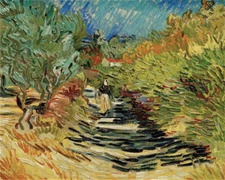 Hand-painted Painting Vincent van Gogh A Road at Saint-Remy with Female Figure