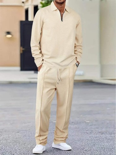 Lapel Long-sleeve Zipper Trousers Casual Suit - Picture 27 of 37