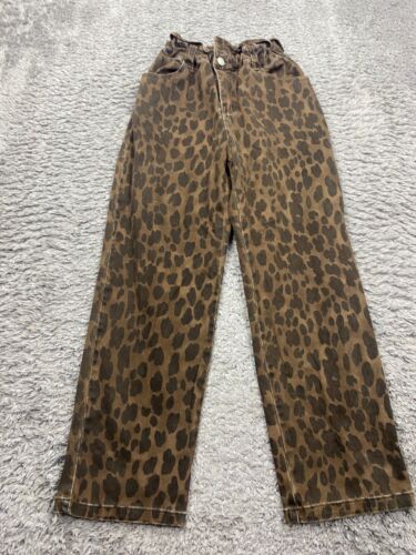 Etophe Studios Pants Women Medium Leopard Print Baggy High Rise Old Money Y2K
