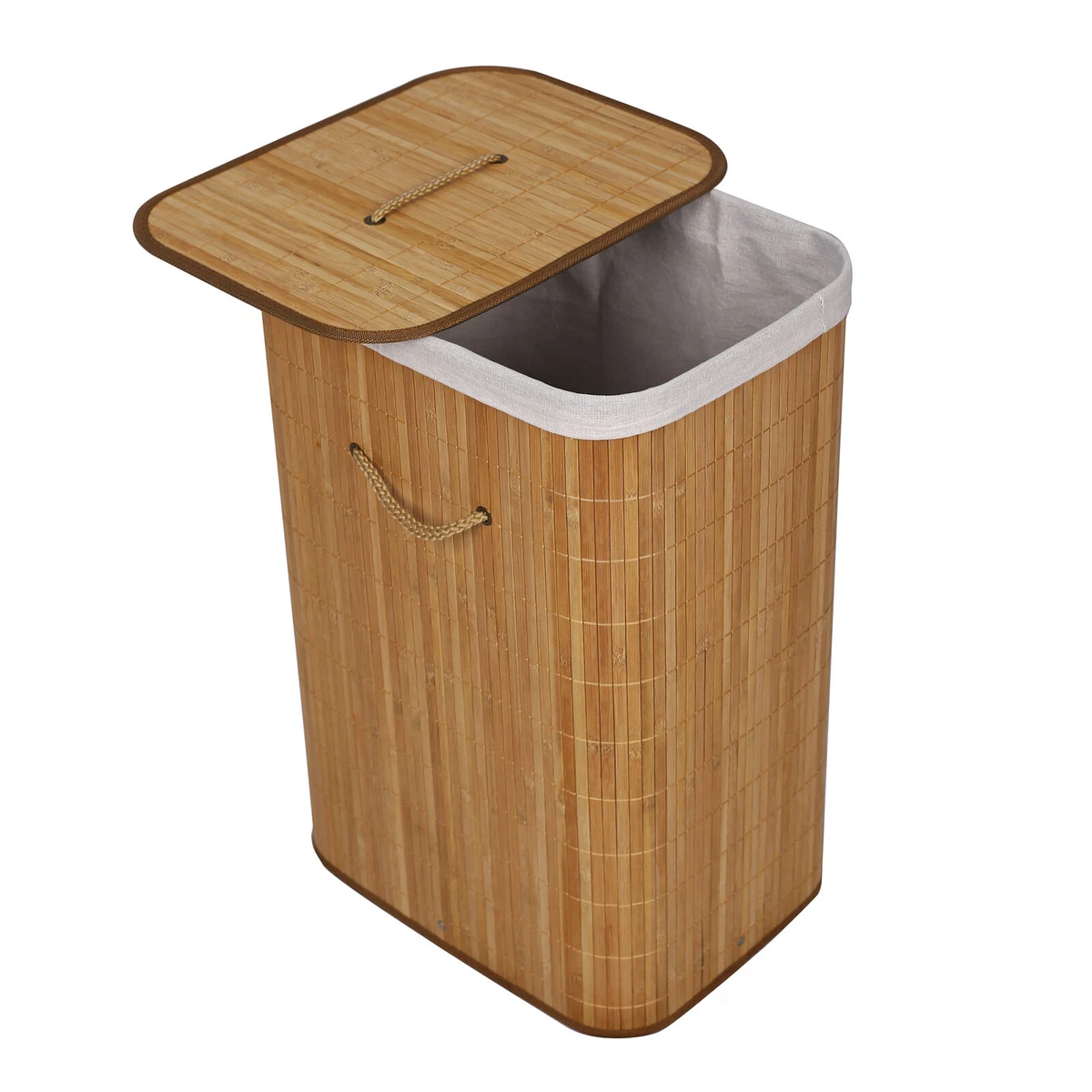 Wäschebox Aus Bambus 105 L Mit Wäschesack 2 Fächer | Garderobe
