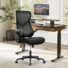 Ergonomic Mesh Office Chair with Flip Arms and Swivel Rolling Home Desk Chair