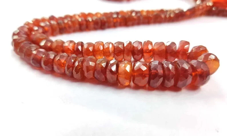 Cuentas rondelle facetadas granate hessonita 14" granate hessonita natural 5-10 mm cuentas Foto 4 de 4