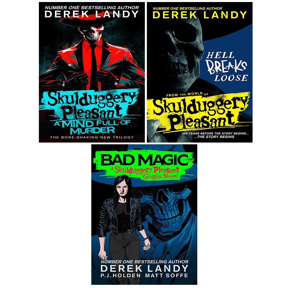 Skulduggery Pleasant Collection 3 Books Set by Derek Landy Bad Magic, Hell Break