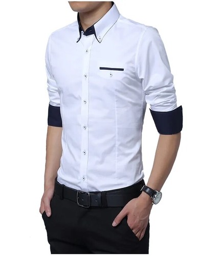 Mens Dress Shirts Long Sleeve Luxury Casual Slim Fit Business Work Camisas Shirt - Picture 13 of 15